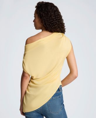 Women's Asymmetrical Drape Short-Sleeve Top