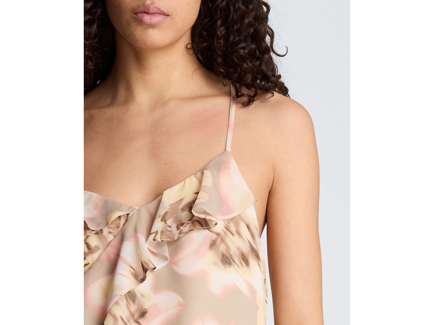 Женский топ Kenneth Cole Asymmetric Hem Ruffle-Sleeveless Cami Top, цвет: Пастельный жёлтый разноцветный — фото 4