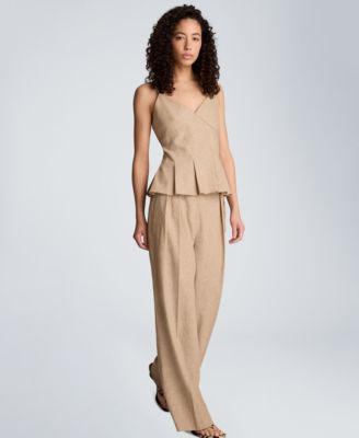 Women's Fitted V-Neck Cami Pleated Top