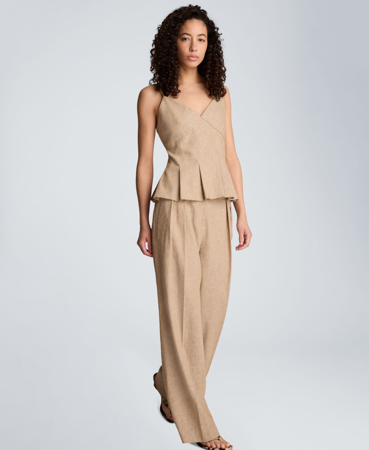 Women's Fitted V-Neck Cami Pleated Top