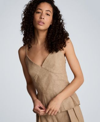 Women's Fitted V-Neck Cami Pleated Top