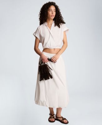 Women's Pleated Cross-Over Front Shirt