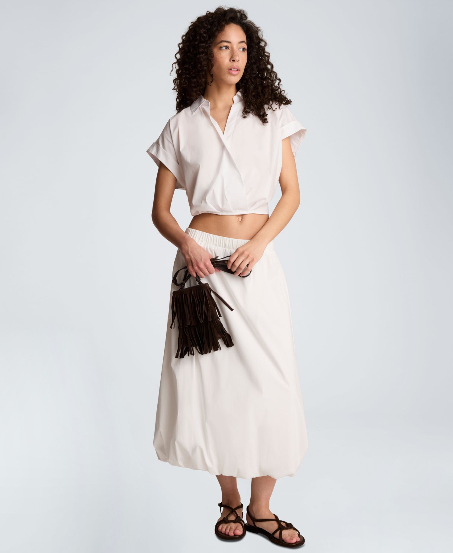 Women's Pleated Cross-Over Front Shirt