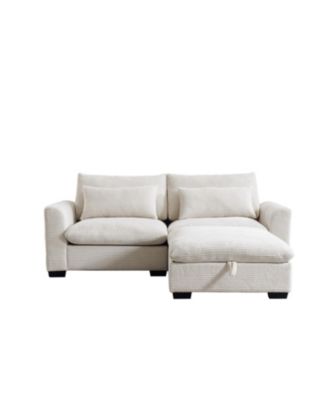 Corduroy Sectional Sofa with Ottoman