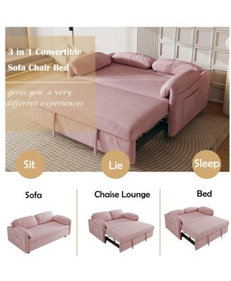 Velvet Sofa Bed with Retractable Bed