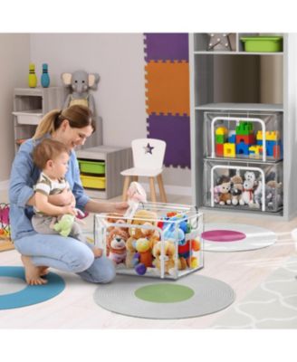 Large Foldable Clear Plastic Storage Bags with Metal Frame & Carry Handles for Bedding Linen & Clothing