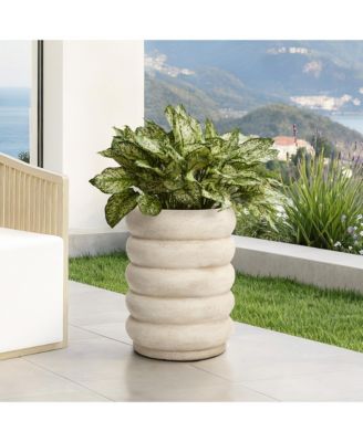 23" Tall Planter Pot, Beige Large Plant Pot with Drainage Hole and Rubber Plug, Modern Floor Pot for Plants for Home Garden Patio