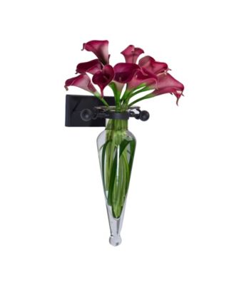 Clear Amphora Vase on Iron Sconce with Finials