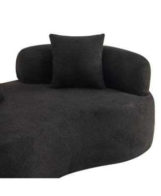  Curved Loveseat Sofa, Teddy Velvet, No-Assembly, 350 lbs Capacity