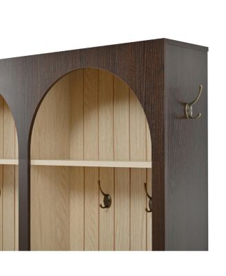  Farmhouse Arched Hall Tree Bench with Drawers