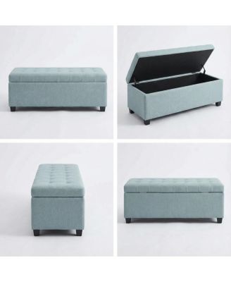 49.75" Furniture Baby Tufted Storage Ottoman Bench with Wooden Legs