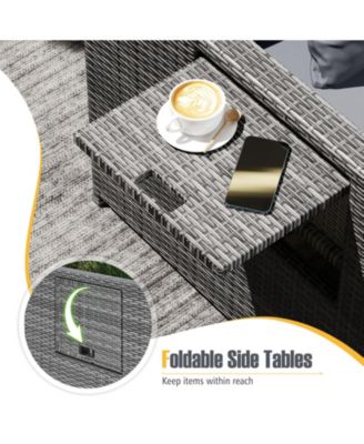 Patio Daybed Set Rattan Loveseat Sofa Set w/ Adjustable Backrest Cushions