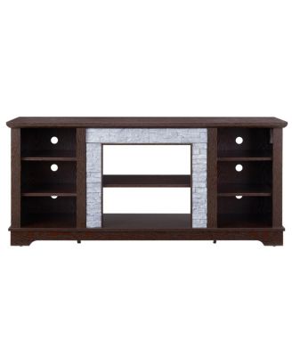 TV Media Stand with Faux Stacked Stone Surround