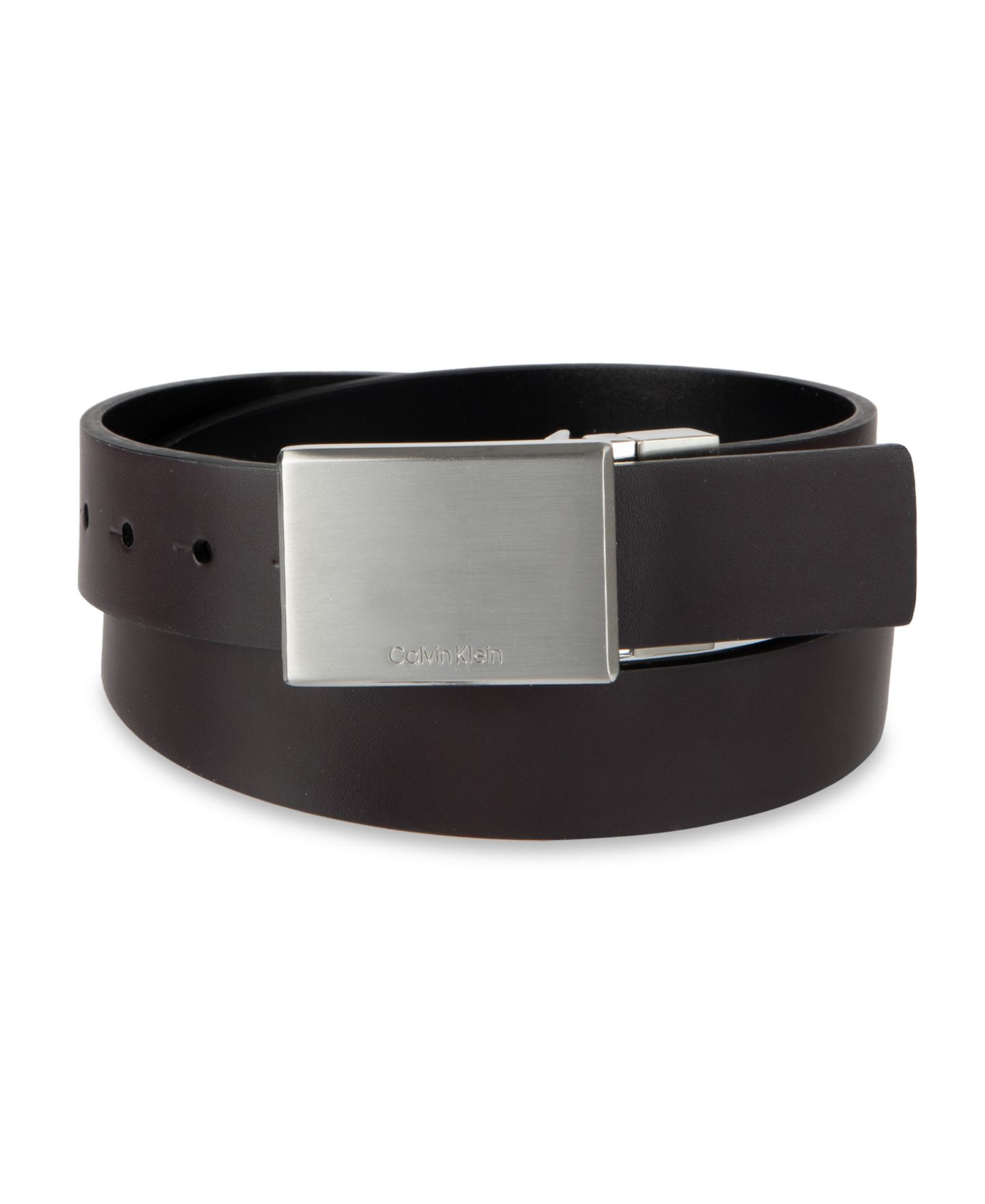 Ремень Calvin Klein Two-In-One Reversible Plaque Buckle Dress Belt для мальчиков, цвет: Чёрный / Коричневый — фото 2