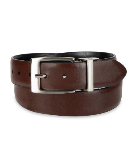 Ремень Calvin Klein Two-In-One Reversible Dress Belt для мальчиков, цвет: Коричневый / Чёрный