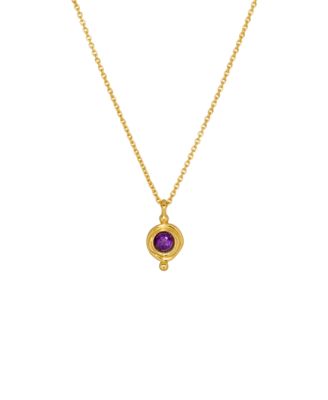 Ottoman Hands Birthstone Pendant Necklace - February
