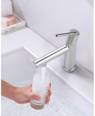 Chrome Single Handle Bathroom Faucet, 1/3 Holes, Fountain and Flow 2 Modes, Deck Mounted, with 9/16" Hoses