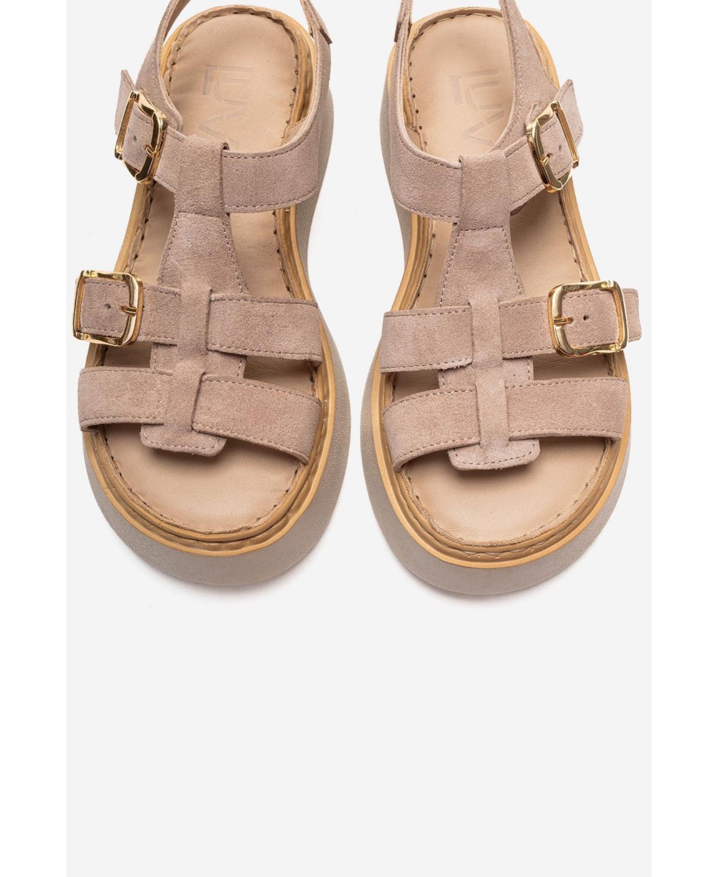 Женские сандалии Forever & Always Shoes Loin Leather Platform, цвет: Бежевый замшевый — фото 3