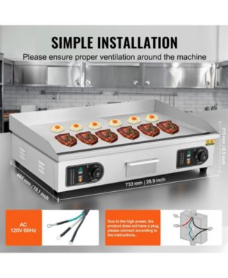 Commercial Electric Countertop Half Flat Top Griddle, Adjustable Temperature