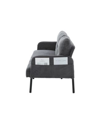 Oversized Corduroy Loveseat Sofa with Metal Legs & Side Pockets