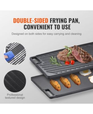 9.7 x 16.7 Inch Pre-Seasoned Cast Iron Reversible Grill and Griddle for Double Burner
