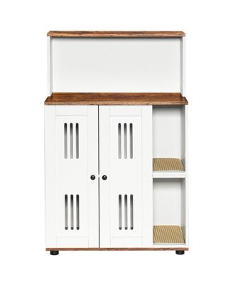 Double Cat Litter Box Enclosure – Hidden 2-Cat Furniture, Side Cabinet & Washroom