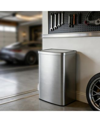 16 Gallon Stainless Steel Touchless Sensor Trash Can with Silent Close Lid – Hands-Free Kitchen Garbage Bin