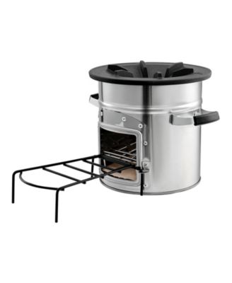 Portable Stainless Steel Camping Rocket Stove with Carry Bag Single Door