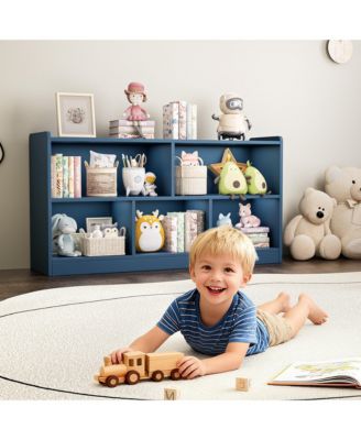 5 Cube Kids Bookcase - Wooden 2-Tier Storage Cabinet, Open Display Book Shelf for Nursery, School Classroom, Playroom