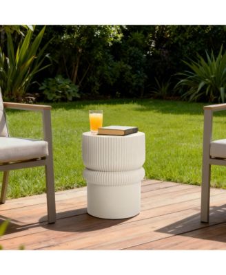 Minimalist MgO Patio Table, Tall Round Side Table for Outdoor Spaces
