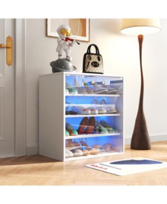 Streamdale RGB LED Shoe Storage Box with Glass Door, Stackable (4 Tier-1)
