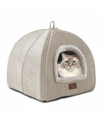 Foldable Cat Bed Cave Tent with Removable Washable Pillow Durable Scratch Resistant for Indoor Cats Kittens Pets