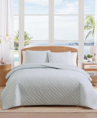 Line Palms Cotton Reversible 3-Pc. Quilt Set, King