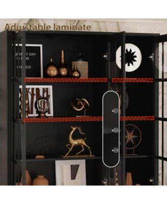 8-Shelf Wood Standard Bookcase Bookshelf With Glass Doors