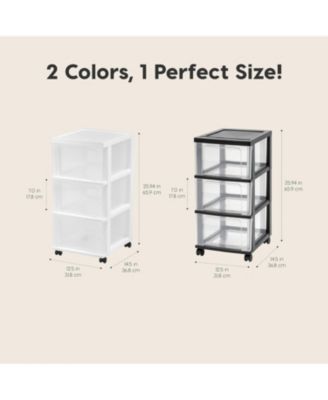 USA Plastic 3-Drawer Storage Organizer Rolling Cart with Wheels, Slim Narrow Design, 2-Pack