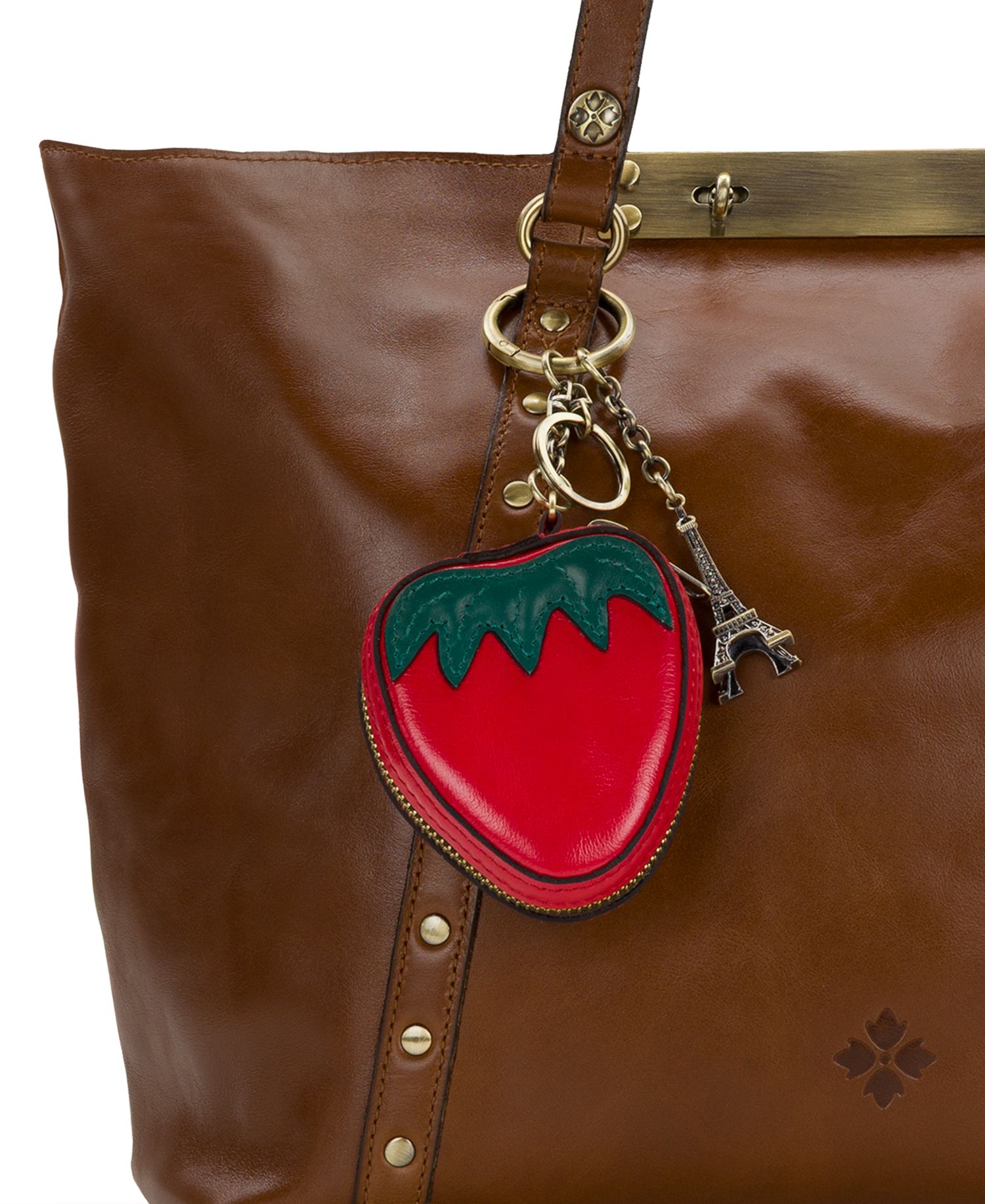 Strawberry Zip Around Leather Mini Handbag Charm