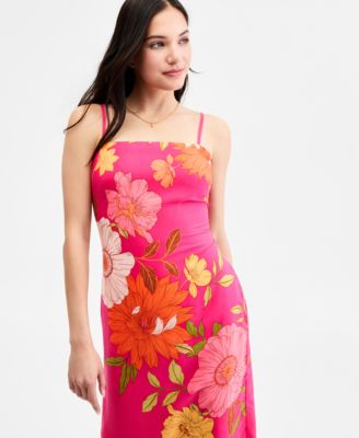 floral midi dress macys Alex & Sophia Juniors Sweetheart Floral Print Midi Dress with Corset Bodice  and Tie Front Detail