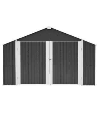 12x20 FT Metal Shed Garage - 1810 CUFT, Double-Door, All-Weather Storage
