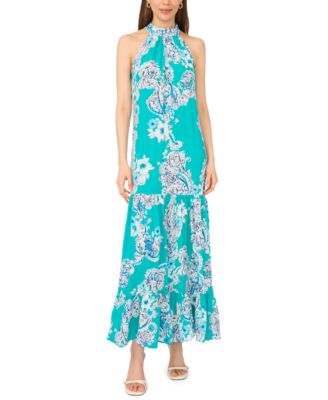 Women's Paisley Floral-Print Tiered Maxi Dress