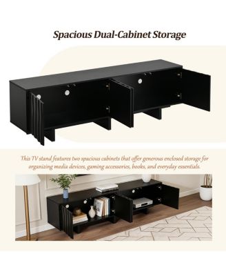 Retro Wood Grain TV Stand for TVs up to 75", Rustic Media Console with Storage