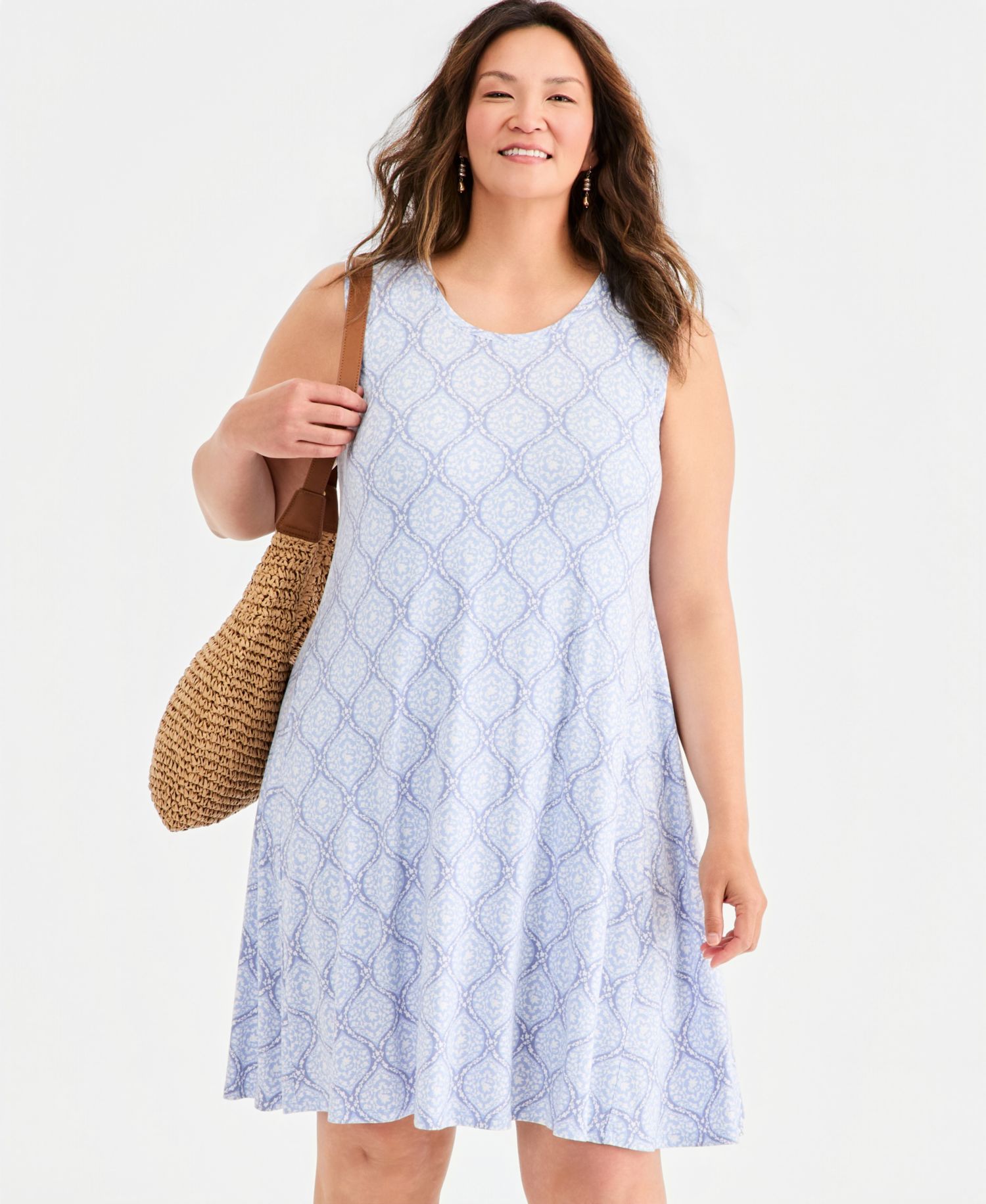 Petite Printed Sleeveless Knit Dress