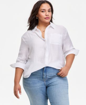 Trendy Plus Size Gauze Shirt