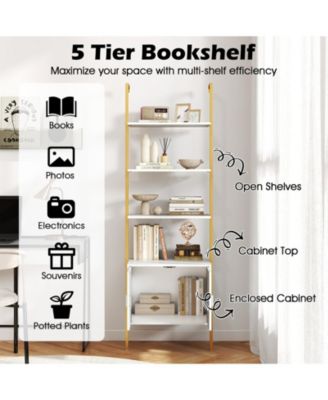 72.5 Inch Tall Bookshelf with Cabinet Anti-Tipping Kits and Metal