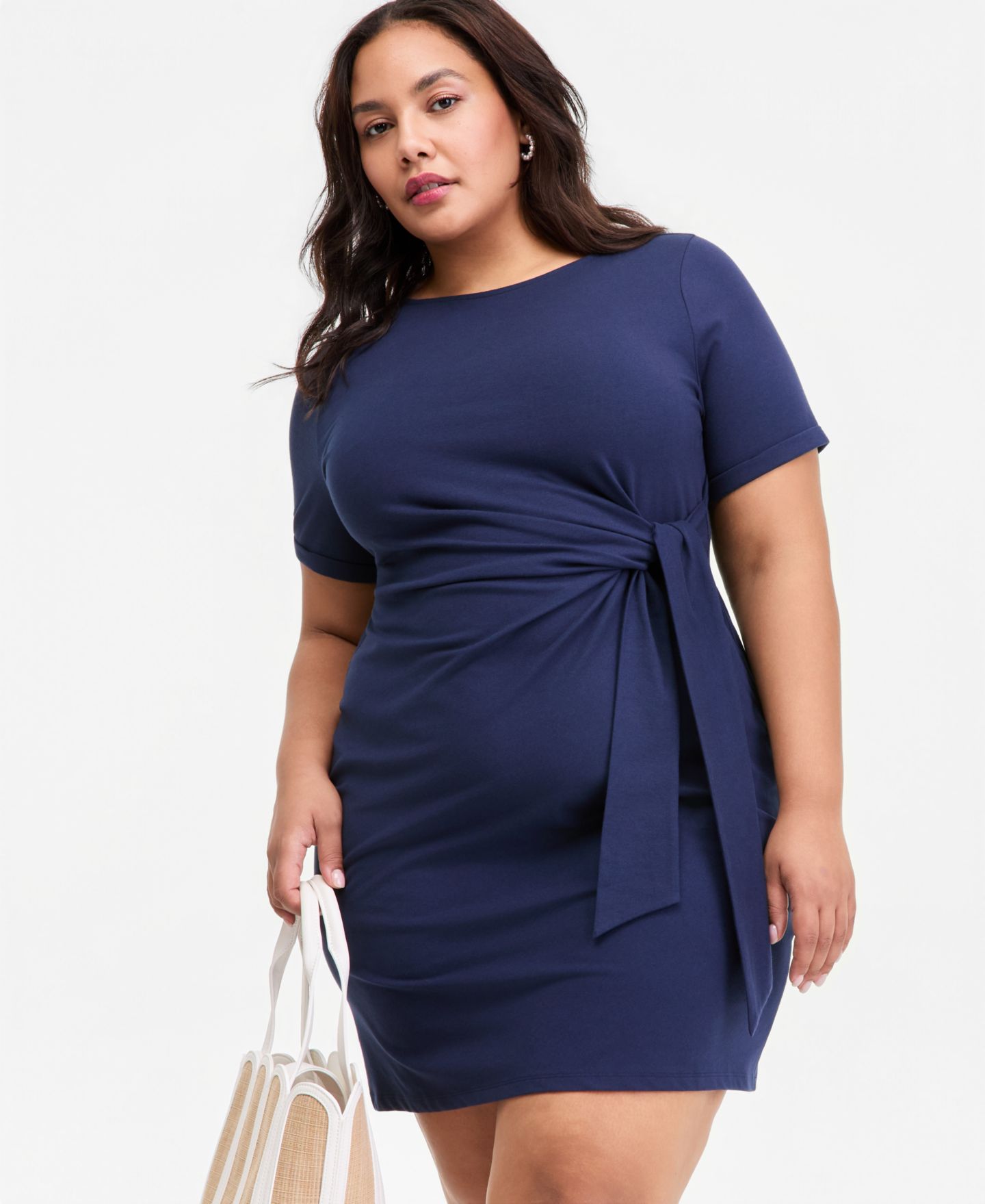 Женское платье On 34th Trendy Plus Size Tie-Side Mini, цвет: Синий — фото 4