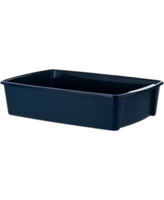 USA XX-Large Side Entry Cat Litter Box Open Top with High-Sided Scatter Shield, Easy to Clean, 30" L × 20" W × 14" H, Navy