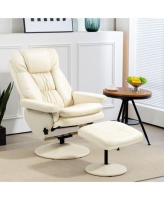 Swivel PU Leather Recliner and Ottoman with Adjustable Backrest