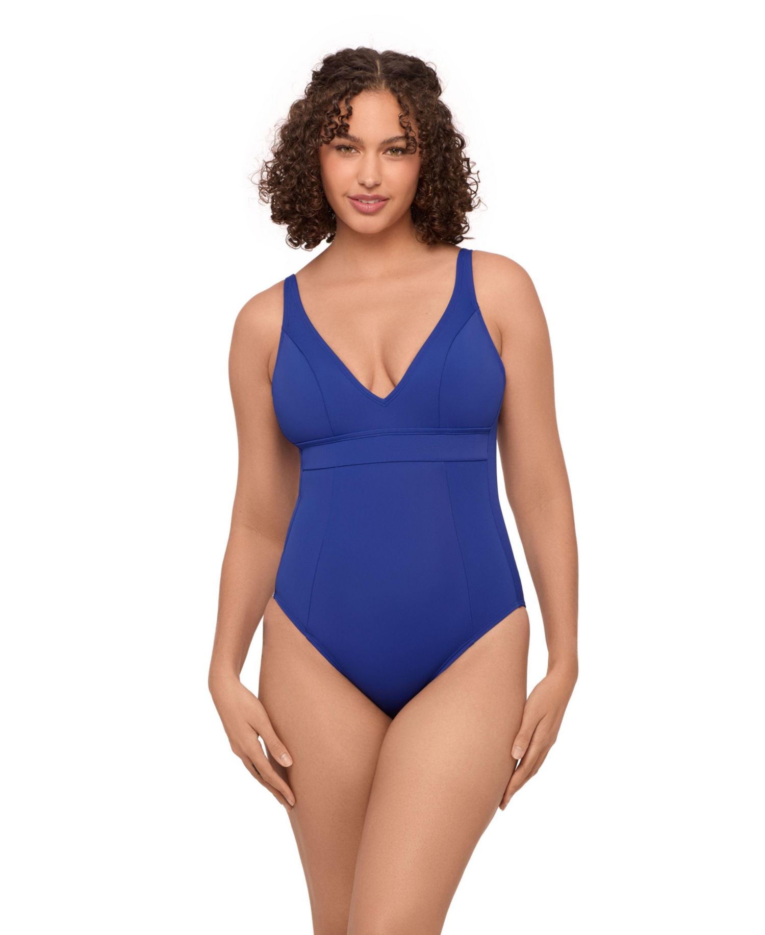 Women's Supportive and Sculpting Banded Plunge V-Neck One-Piece Swimsuit