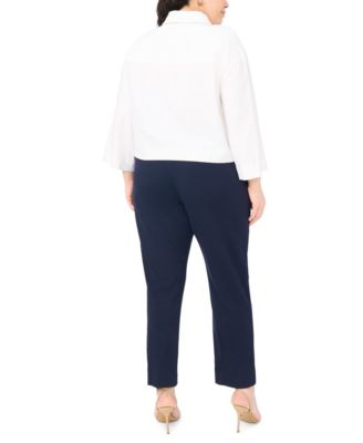 Plus Size Collar Button-Down Jacket