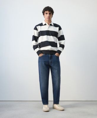 Men's Cotton Striped Polo Sweatshirt