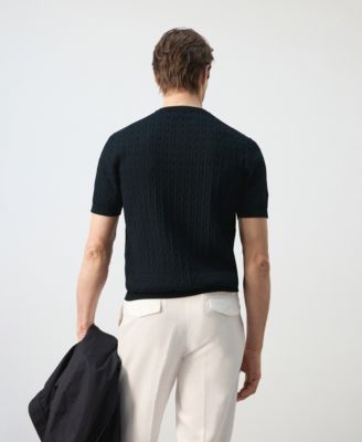 Men's Cotton Cable-Knit T-Shirt